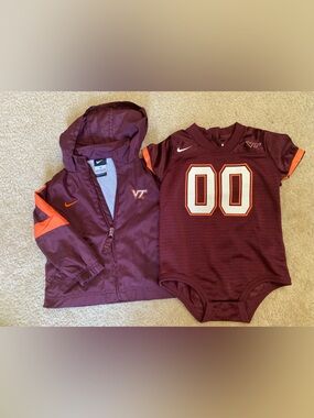 Nike 18 Month Bundle Youth Maroon and Orange Virginia Tech Jacket & Jersey Set